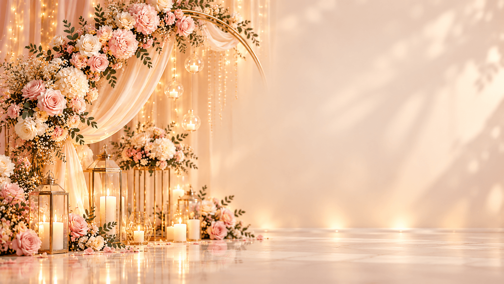 Gold Lantern & Candle Set